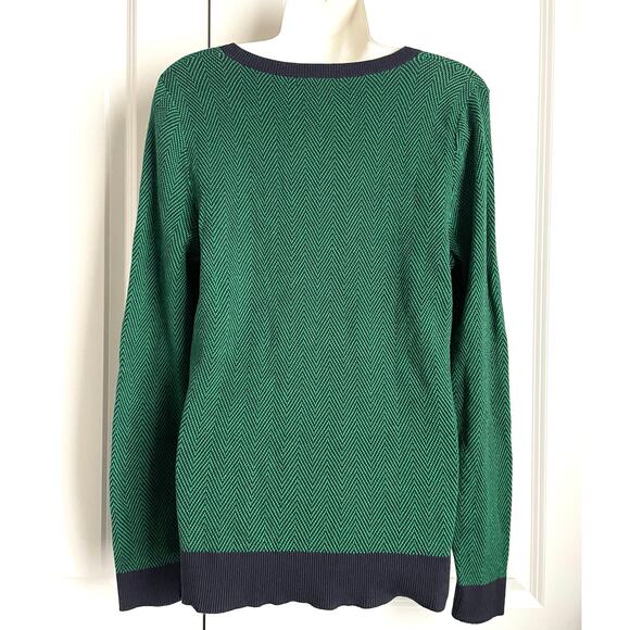 Liz Claiborne Y2K Blue & Green Chevron Long Sleeve V-Neck Sweater Size Medium - Picture 3 of 6